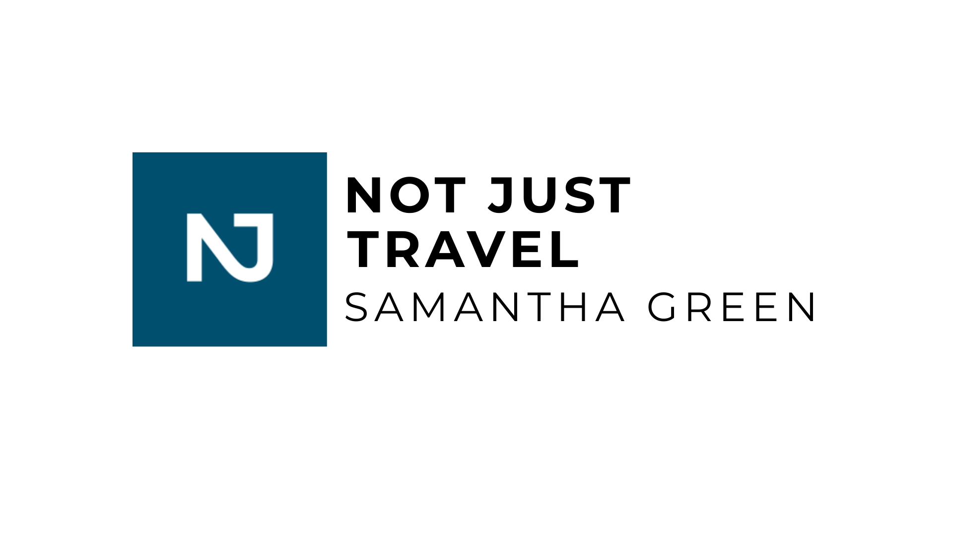 Logo for Samantha Green Not Just Travel at: https://www.samanthagreennotjusttravel.co.uk Logo is all black text and symbol is Cruise Blue - branded colour from head office at Not Just Travel. No background.